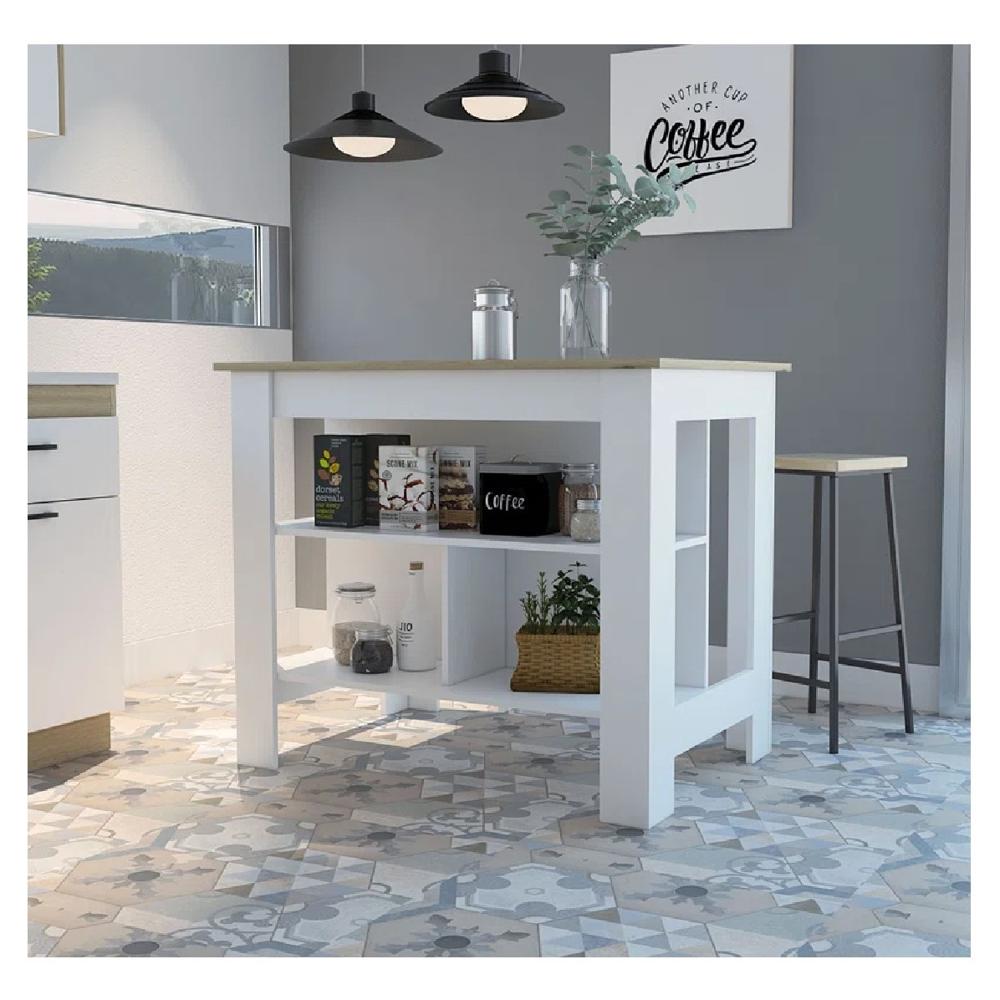 Mesa Auxiliar de Cocina TU MESITA Marlon color Blanco/Duna en Melamina 18mm Mesa Auxiliar de Cocina TU MESITA Marlon color Blanco/Duna en Melamina 18mm