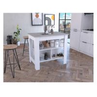 Mesa Auxiliar de Cocina TU MESITA Marlon color Blanco/Gris en Melamina 18mm