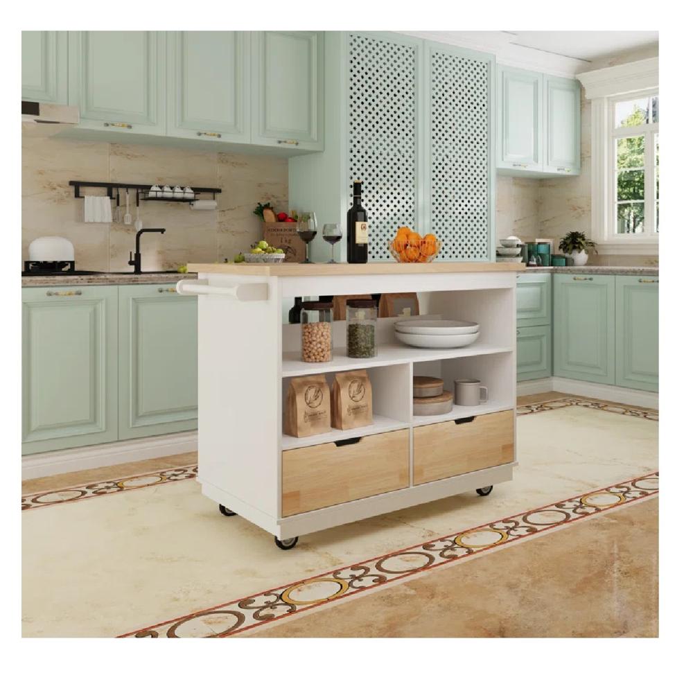 Isla de Cocina con Ruedas TU MESITA Nazca Melamina 18mm color Blanco/Duna Isla de Cocina con Ruedas TU MESITA Nazca Melamina 18mm color Blanco/Duna