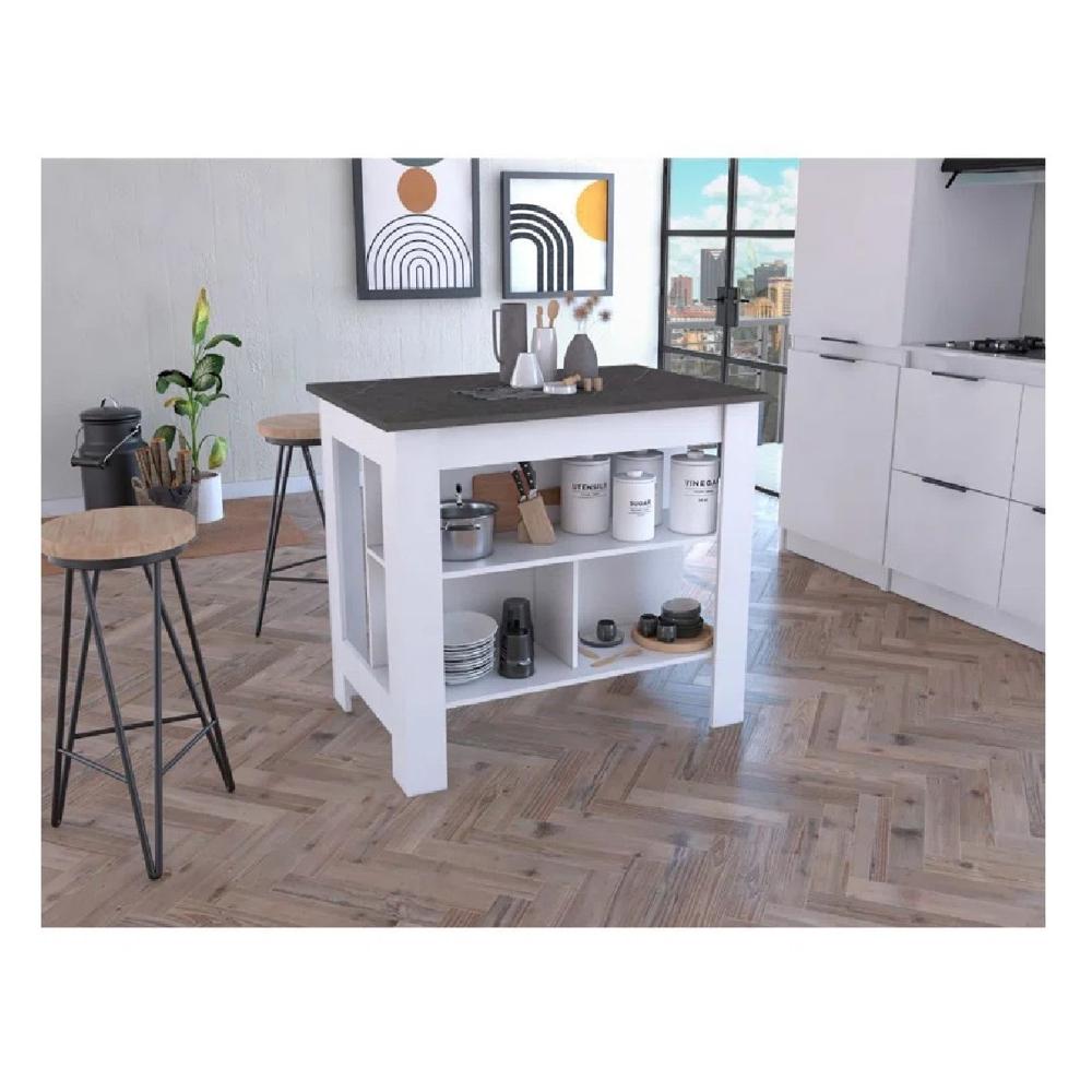 Mesa Auxiliar de Cocina TU MESITA Marlon color Blanco/Negro en Melamina 18mm Mesa Auxiliar de Cocina TU MESITA Marlon color Blanco/Negro en Melamina 18mm
