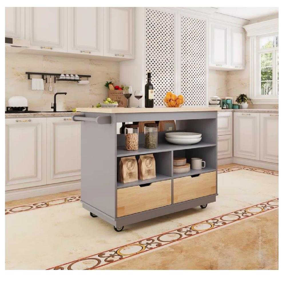 Isla de Cocina con Ruedas TU MESITA Nazca Melamina 18mm color Gris/Duna Isla de Cocina con Ruedas TU MESITA Nazca Melamina 18mm color Gris/Duna