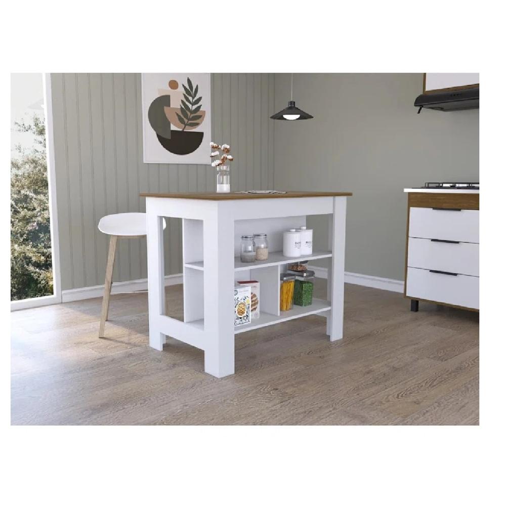 Mesa Auxiliar de Cocina TU MESITA Marlon color Blanco/Marrón en Melamina 18mm Mesa Auxiliar de Cocina TU MESITA Marlon color Blanco/Marrón en Melamina 18mm