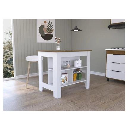 Mesa Auxiliar de Cocina TU MESITA Marlon color Blanco/Marrón en Melamina 18mm Mesa Auxiliar de Cocina TU MESITA Marlon color Blanco/Marrón en Melamina 18mm