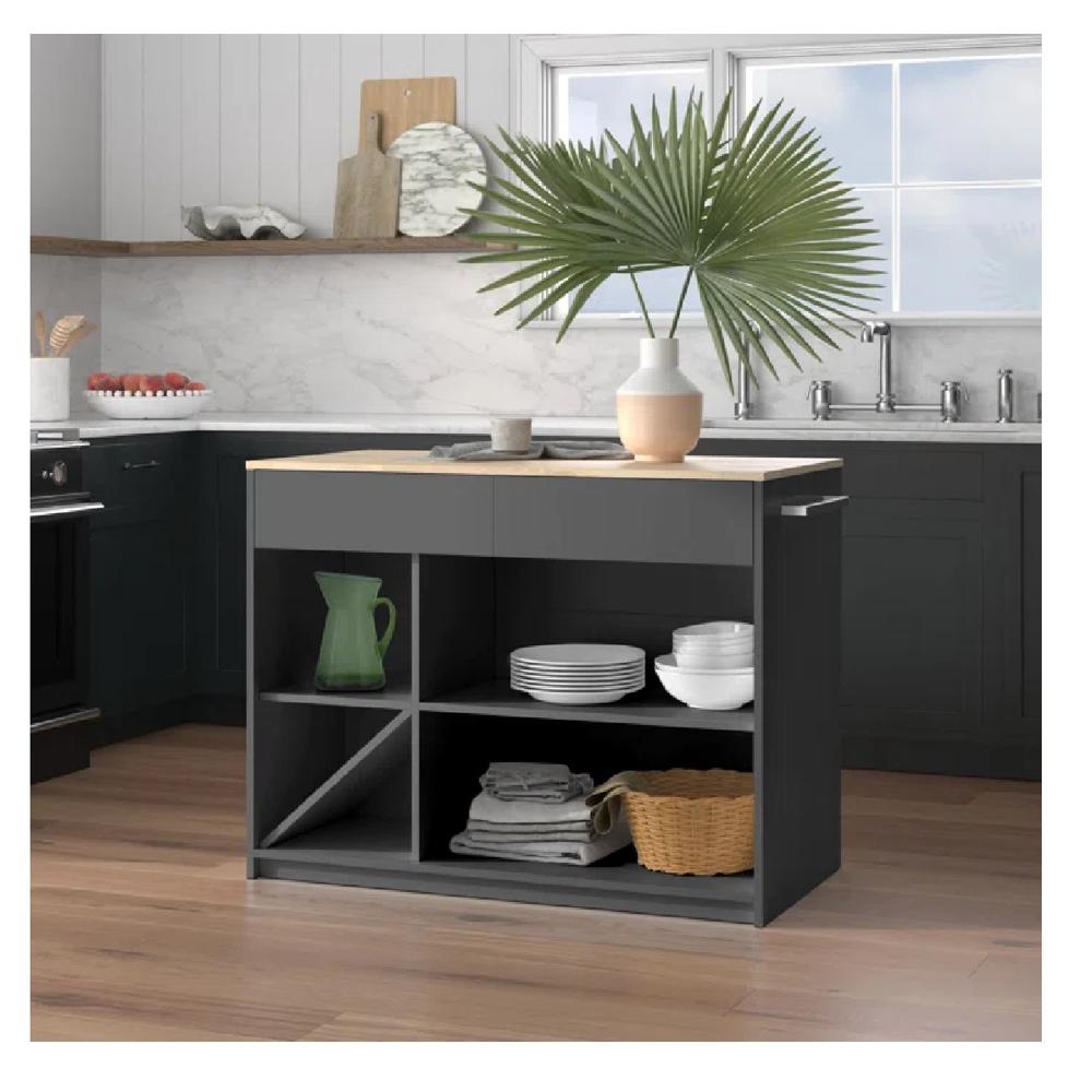 Isla de Cocina Moderna TU MESITA Patricia color Gris Oscuro/Duna 2 cajones Isla de Cocina Moderna TU MESITA Patricia color Gris Oscuro/Duna 2 cajones