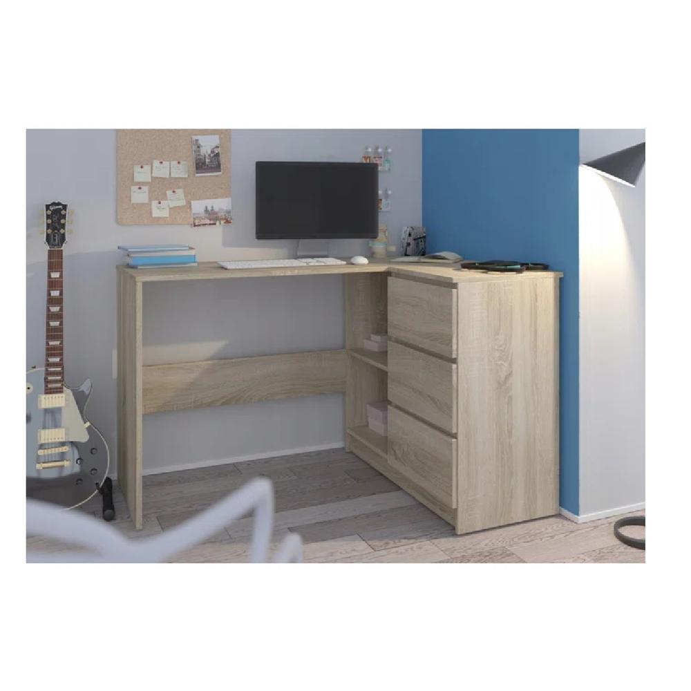 Escritorio en L Clásico TU MESITA Century color Duna 3 cajones