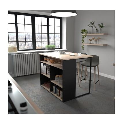 Isla de Cocina Moderna TU MESITA Montero color Negro/Roble Isla de Cocina Moderna TU MESITA Montero color Negro/Roble