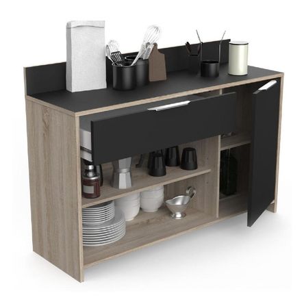Mueble Auxiliar de Cocina TU MESITA Piscis color Negro/Roble 1 puerta 1 cajón Mueble Auxiliar de Cocina TU MESITA Piscis color Negro/Roble 1 puerta 1 cajón