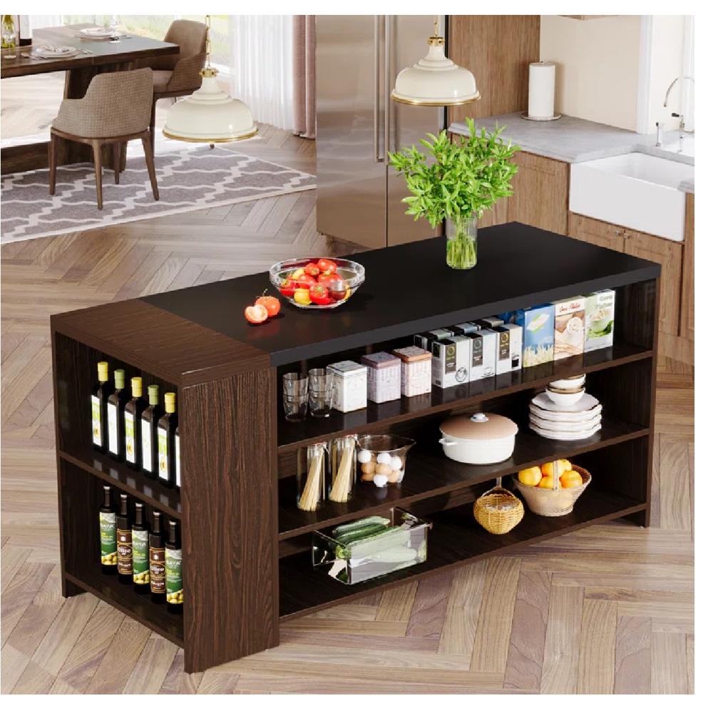 Isla Moderna con organizador TU MESITA Persia en Melamina 18mm color Negro/Marrón Isla Moderna con organizador TU MESITA Persia en Melamina 18mm color Negro/Marrón