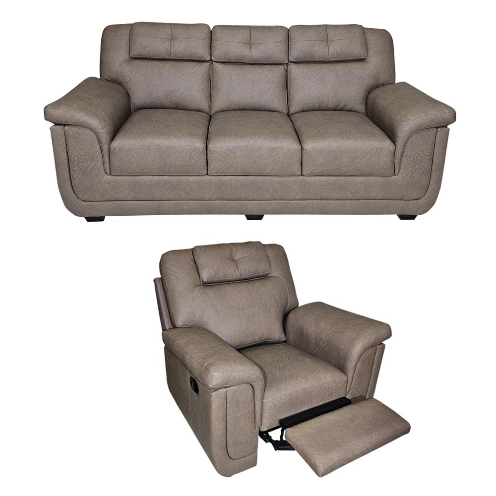 Sofá Pool 3 Cuerpos + Reclinable AAA Multiservices Beige