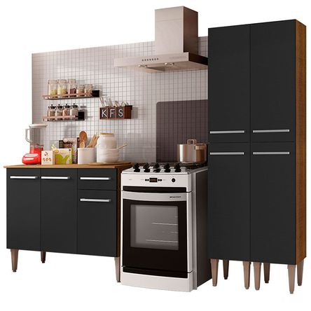 Mueble de Cocina Integral Emilly Front 169 cm Marrón/Negro 02
