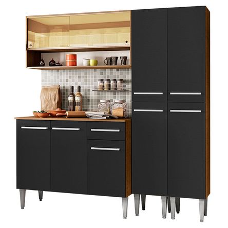 Mueble de Cocina Integral Emilly Winter 169 cm Marrón/Negro 08 Mueble de Cocina Integral Emilly Winter 169 cm Marrón/Negro 08