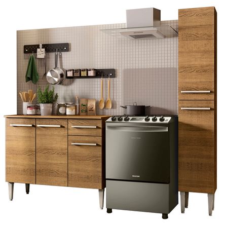 Mueble de Cocina Integral Emilly Silver 137 cm Marrón 01 Mueble de Cocina Integral Emilly Silver 137 cm Marrón 01