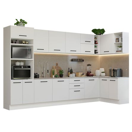 Mueble de Cocina Integral Esquinero Agata 499 cm Blanco 01 Mueble de Cocina Integral Esquinero Agata 499 cm Blanco 01