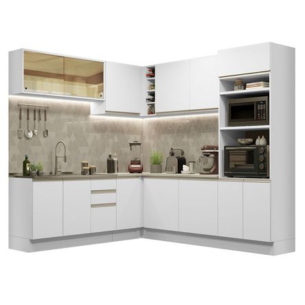 Mueble de Cocina Integral Esquinero Glamy 459 cm Blanco 01 Mueble de Cocina Integral Esquinero Glamy 459 cm Blanco 01
