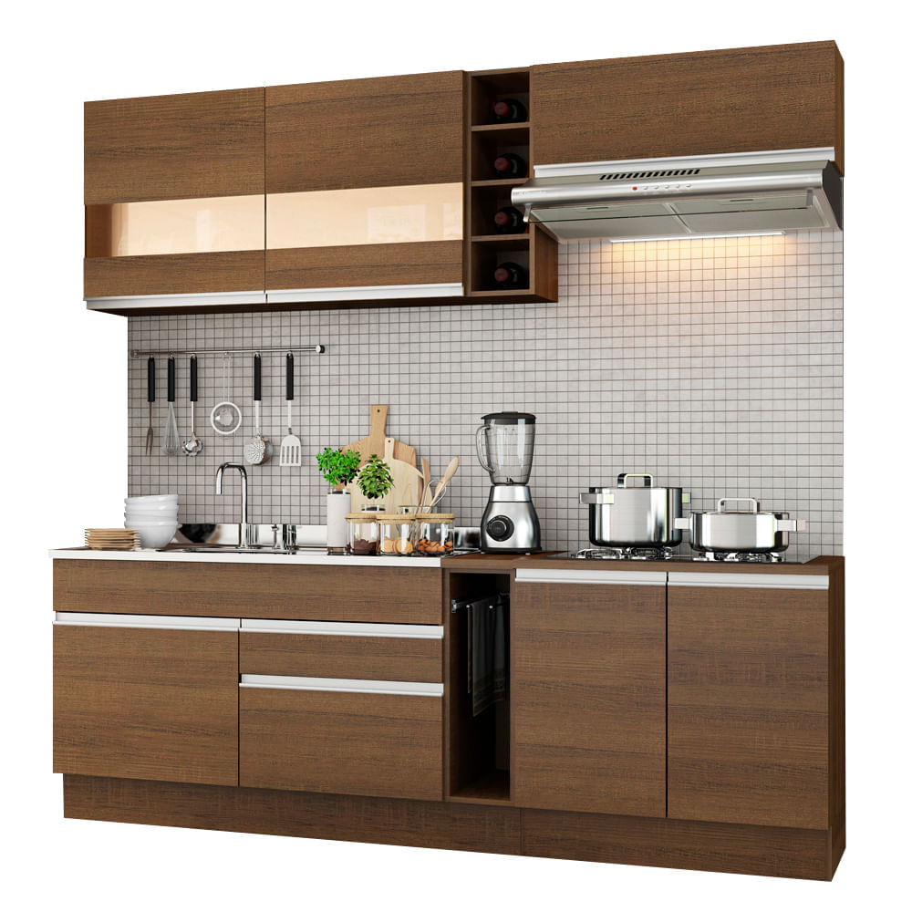 Mueble de Cocina Integral Parma 220 cm Marrón 02 Mueble de Cocina Integral Parma 220 cm Marrón 02