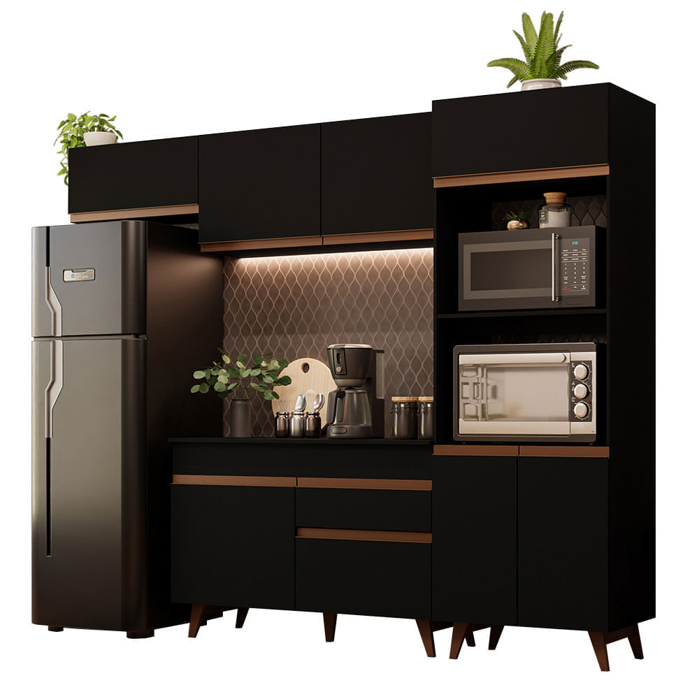 Mueble de Cocina Integral Reims 260 cm Negro 08 Mueble de Cocina Integral Reims 260 cm Negro 08