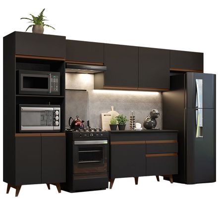 Mueble de Cocina Integral Reims 330 cm Negro 01 Mueble de Cocina Integral Reims 330 cm Negro 01