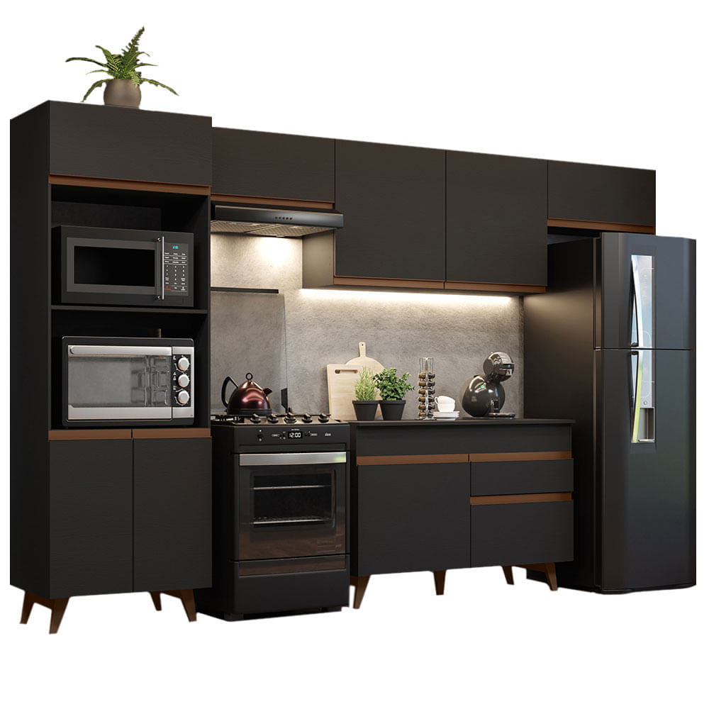 Mueble de Cocina Integral Reims 330 cm Negro 01