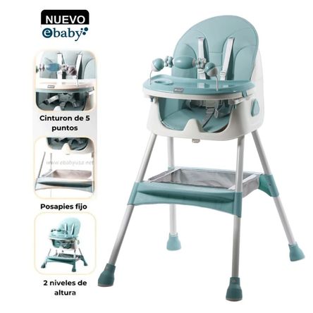 Silla de Comer Ebaby Plegable Doble bandeja LULU Verde