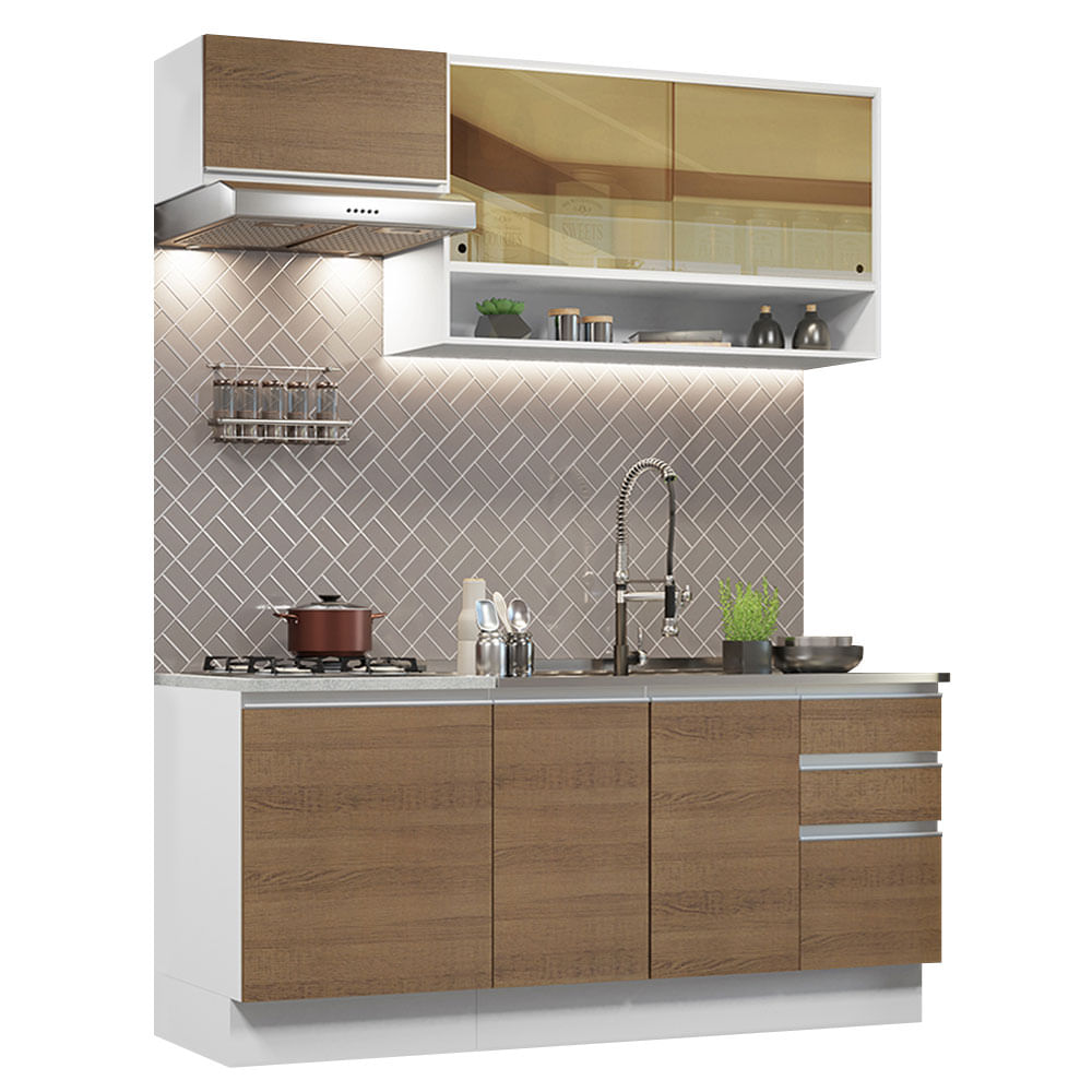 Mueble de Cocina Integral Glamy 180 cm Blanco/Marrón 08 Mueble de Cocina Integral Glamy 180 cm Blanco/Marrón 08