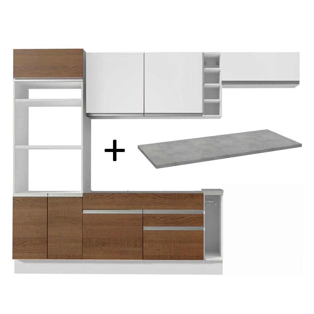 Mueble de Cocina Integral Safira 290 cm Blanco/Marrón/Blanco 14