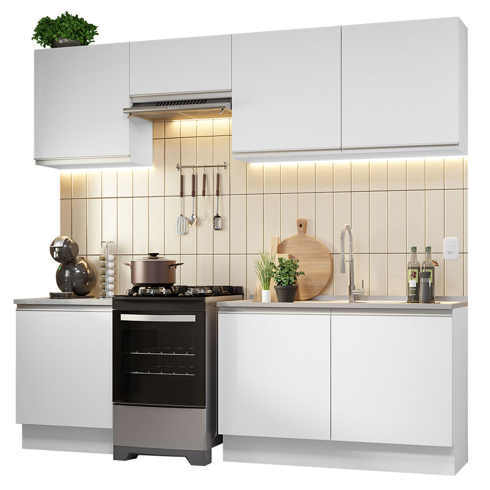 Mueble de Cocina Integral Glamy 240 cm Blanco 09 Mueble de Cocina Integral Glamy 240 cm Blanco 09