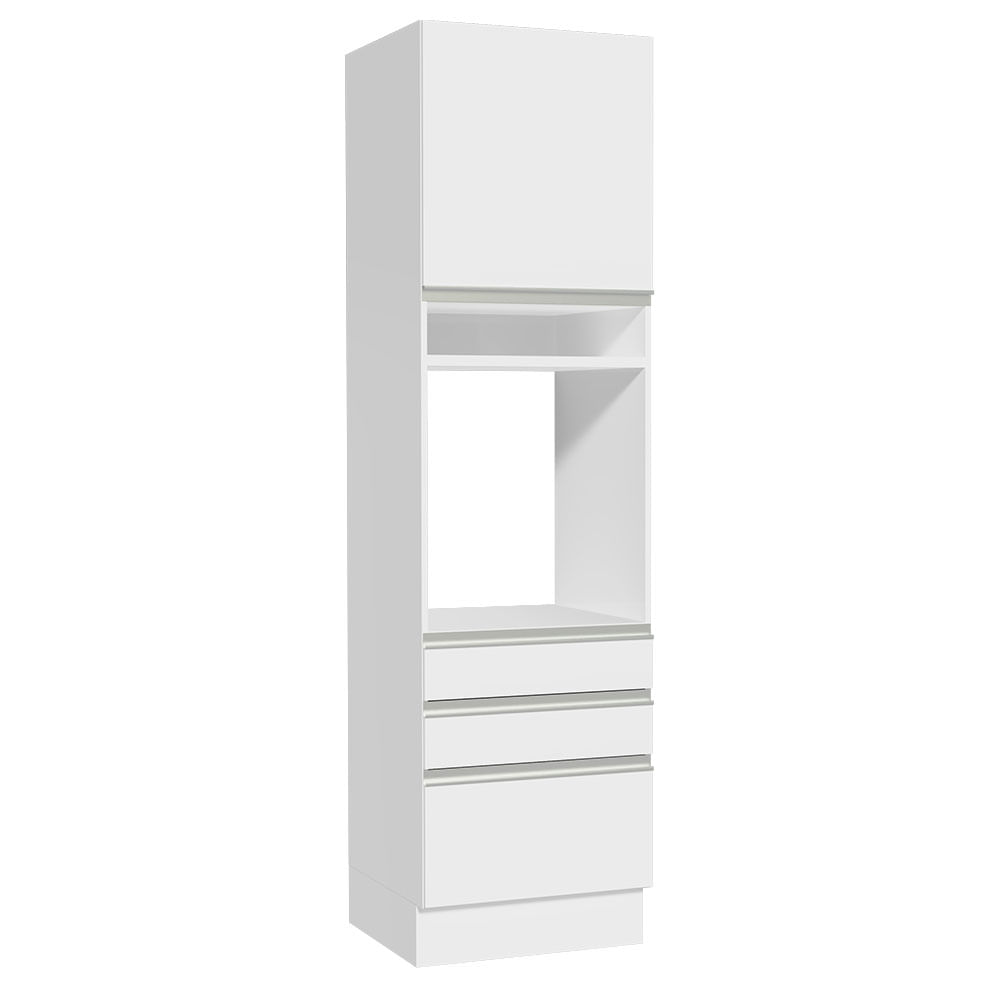 Mueble de Cocina Torre para Hornos 1 Puerta y 3 Cajones Glamy 60 cm Blanco Mueble de Cocina Torre para Hornos 1 Puerta y 3 Cajones Glamy 60 cm Blanco