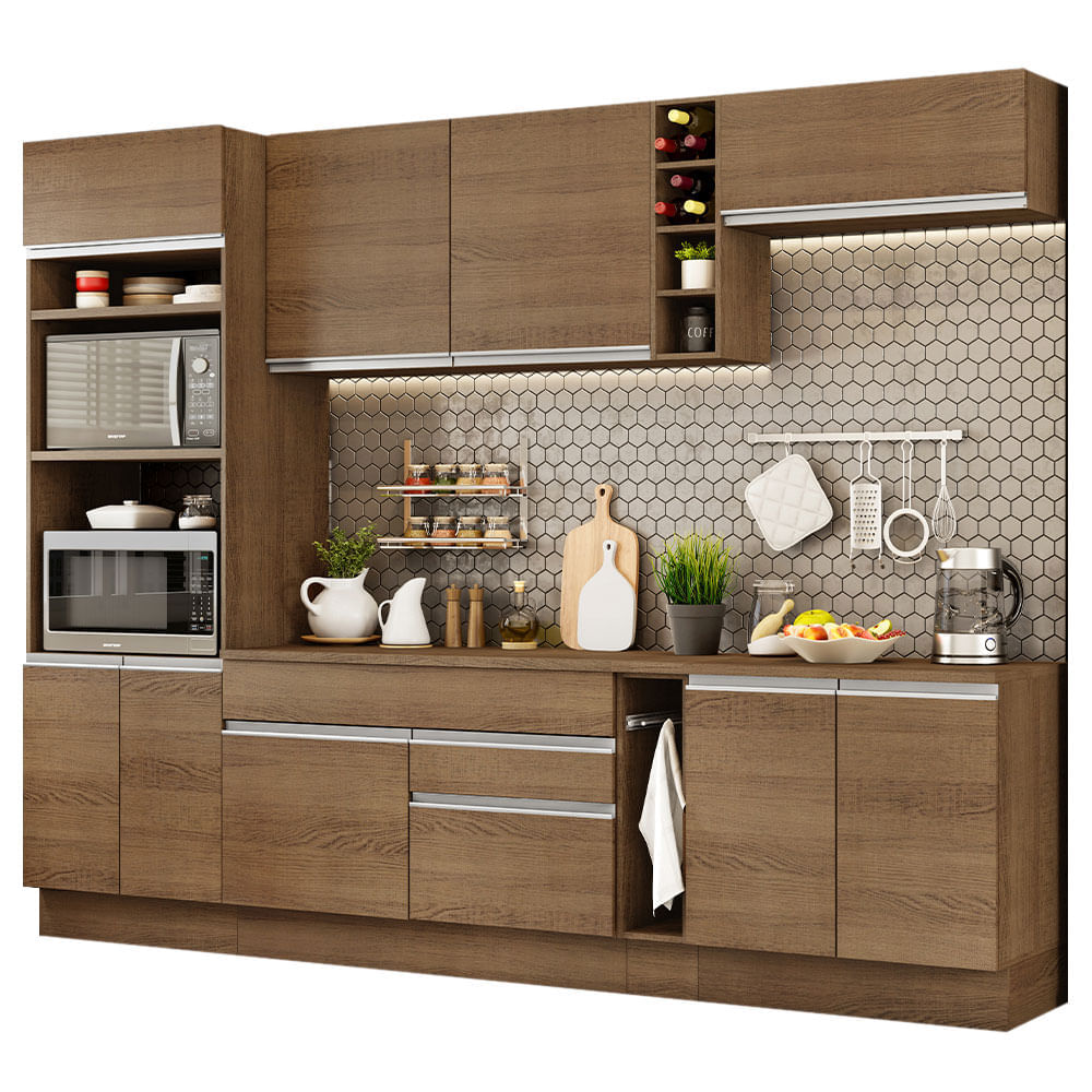 Mueble de Cocina Integral Vicenza 290 cm Marrón 12 Mueble de Cocina Integral Vicenza 290 cm Marrón 12