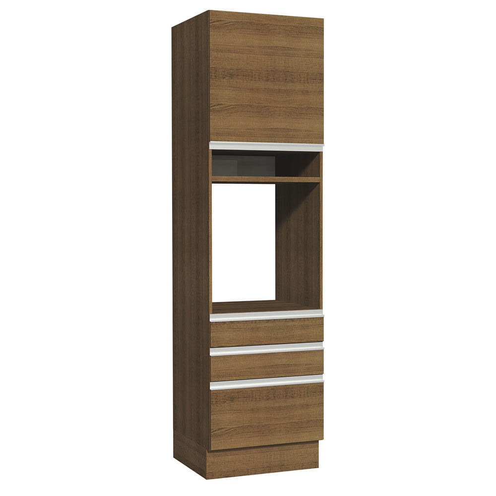 Mueble de Cocina Torre para Hornos 1 Puerta y 3 Cajones Glamy 60 cm Marrón