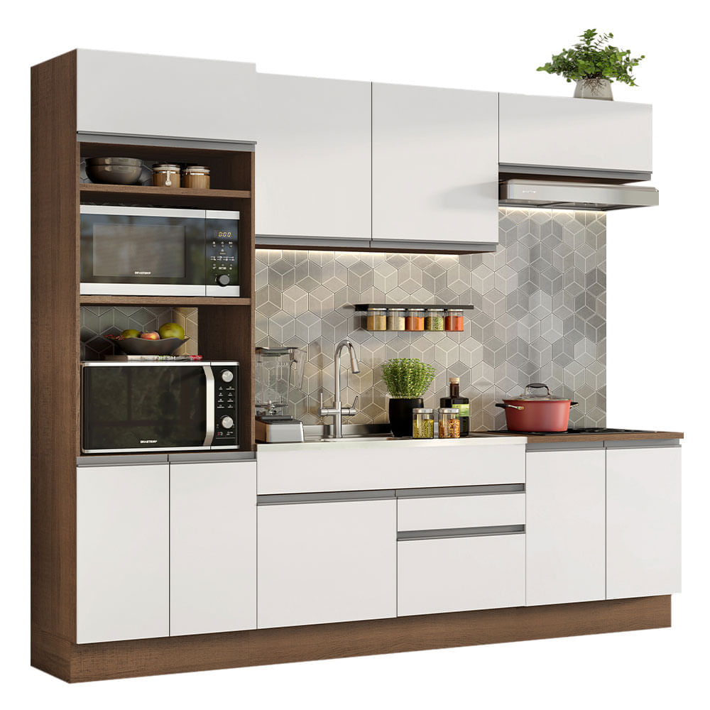 Mueble de Cocina Integral Glamy 270 cm Marrón/Blanco 13