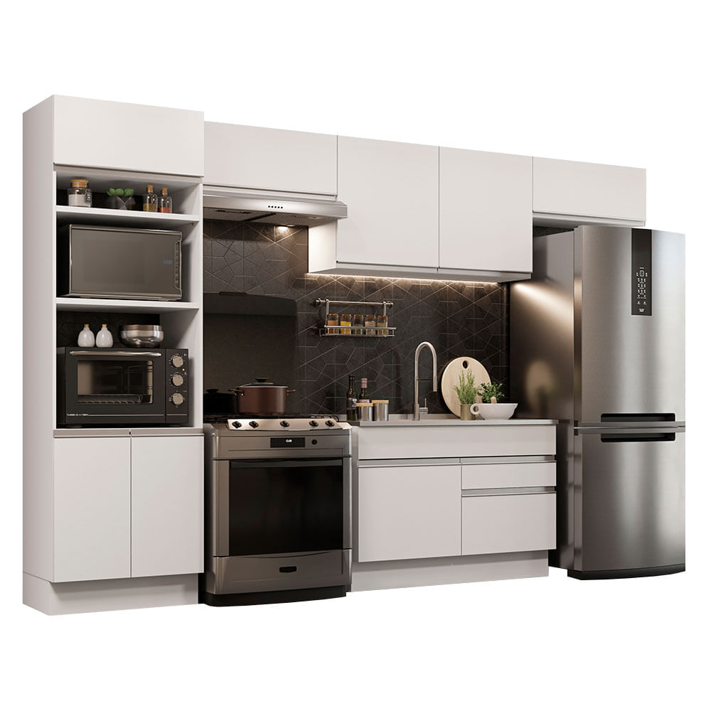 Mueble de Cocina Integral Glamy 350 cm Blanco 01 Mueble de Cocina Integral Glamy 350 cm Blanco 01