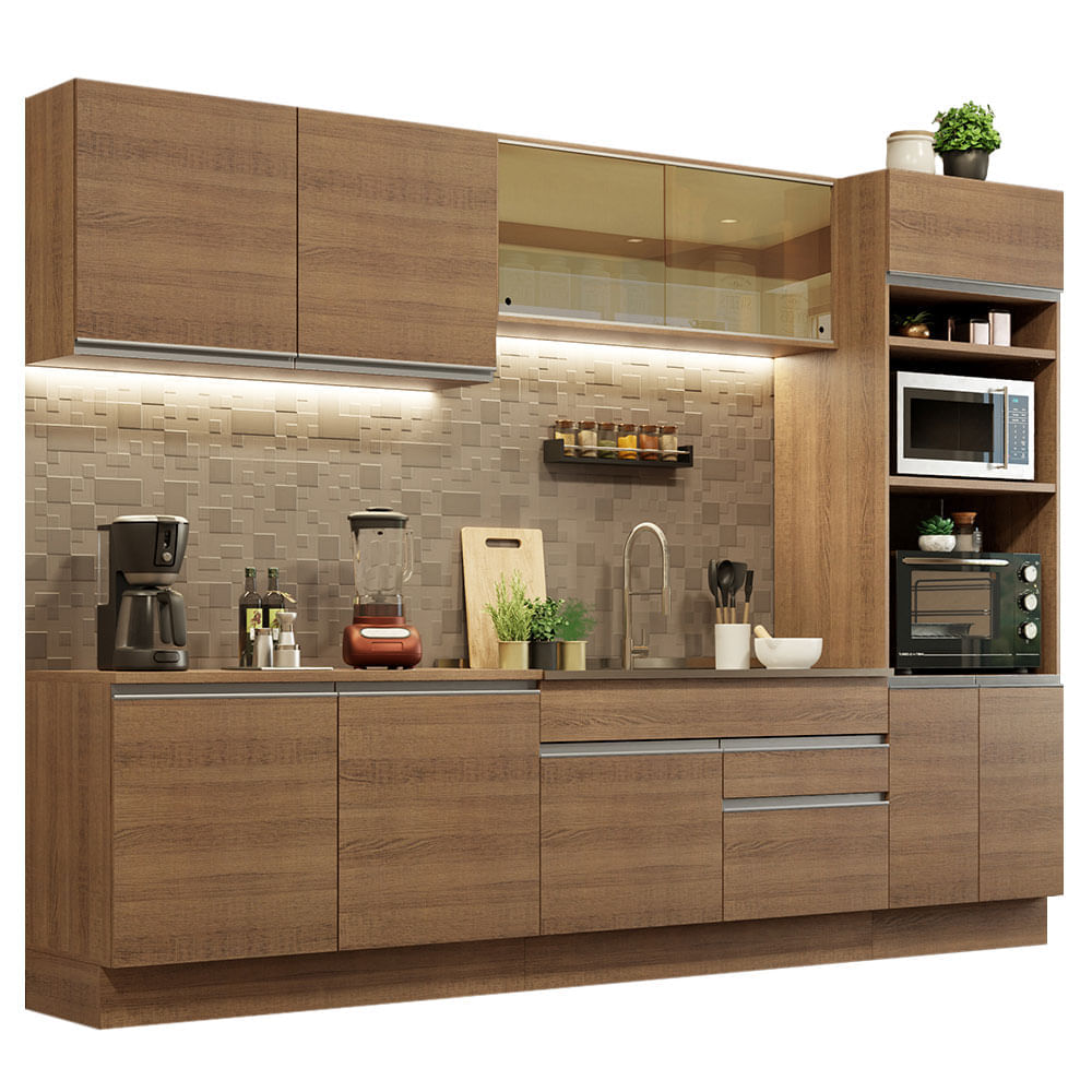 Mueble de Cocina Integral Glamy 310 cm Marrón 01 Mueble de Cocina Integral Glamy 310 cm Marrón 01