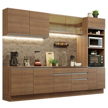 Mueble de Cocina Integral Glamy 310 cm Marrón 01 Mueble de Cocina Integral Glamy 310 cm Marrón 01