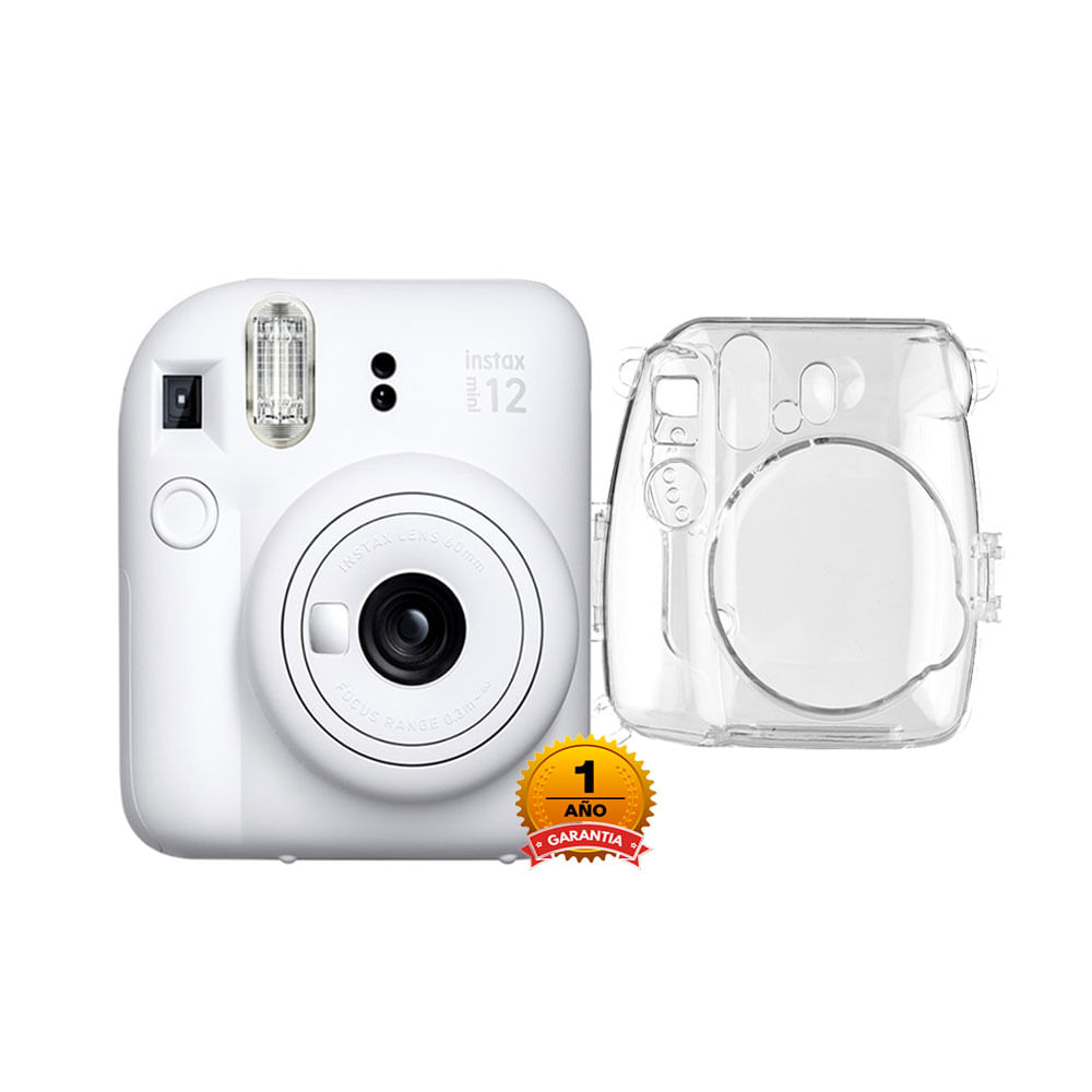 Camara Fujifilm Instax Mini 12 Blanco Arcilla+Estuche Transparente Camara Fujifilm Instax Mini 12 Blanco Arcilla+Estuche Transparente