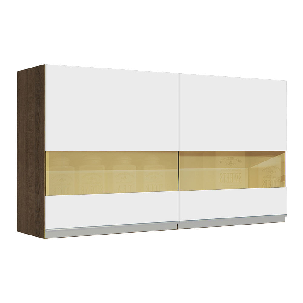 Alacena de Cocina 2 Puertas de Glamy 120 cm Marrón/Blanco