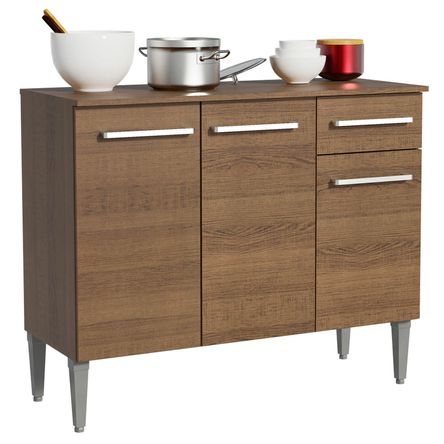Mueble de Cocina 3 Puertas y 1 Cajón Emilly 105 cm Marrón