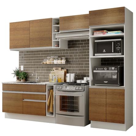 Mueble de Cocina Integral  290 cm Blanco/Marrón 10