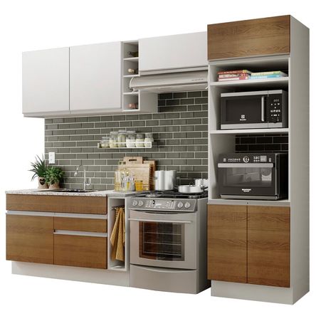 Mueble de Cocina Integral 290 cm Blanco/Marrón/Blanco 10 Mueble de Cocina Integral 290 cm Blanco/Marrón/Blanco 10