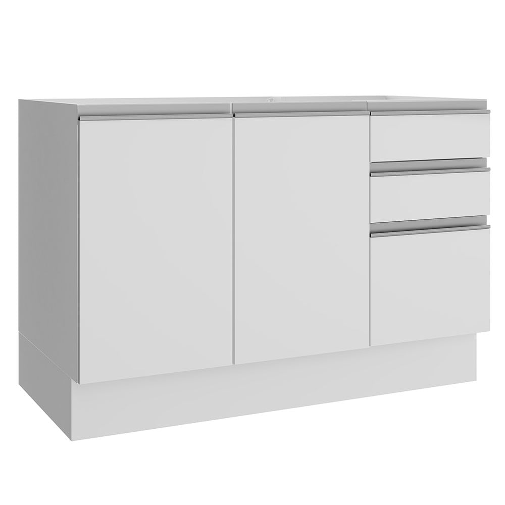 Mueble de Cocina 2 Puertas 3 Cajones Glamy 120 cm Blanco Mueble de Cocina 2 Puertas 3 Cajones Glamy 120 cm Blanco