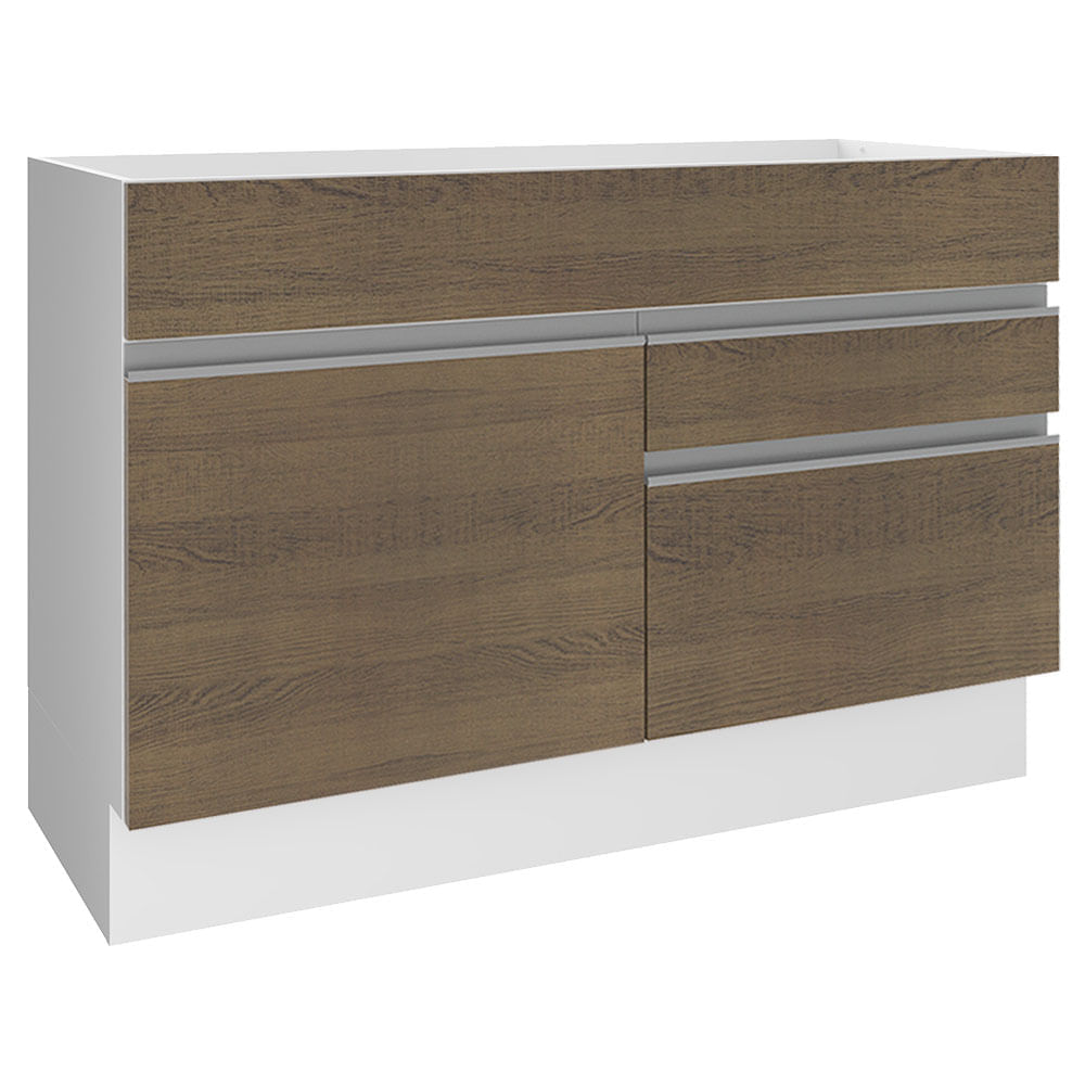 Mueble de Cocina 1 Puerta y 2 Cajones Glamy 120 cm Blanco/Marrón Mueble de Cocina 1 Puerta y 2 Cajones Glamy 120 cm Blanco/Marrón