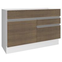Mueble de Cocina 1 Puerta y 2 Cajones Glamy 120 cm Blanco/Marrón