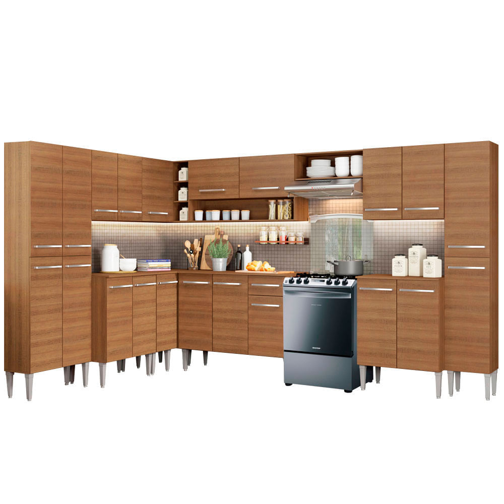 Mueble de Cocina Integral Emilly Big 513 cm Marrón 02 Mueble de Cocina Integral Emilly Big 513 cm Marrón 02