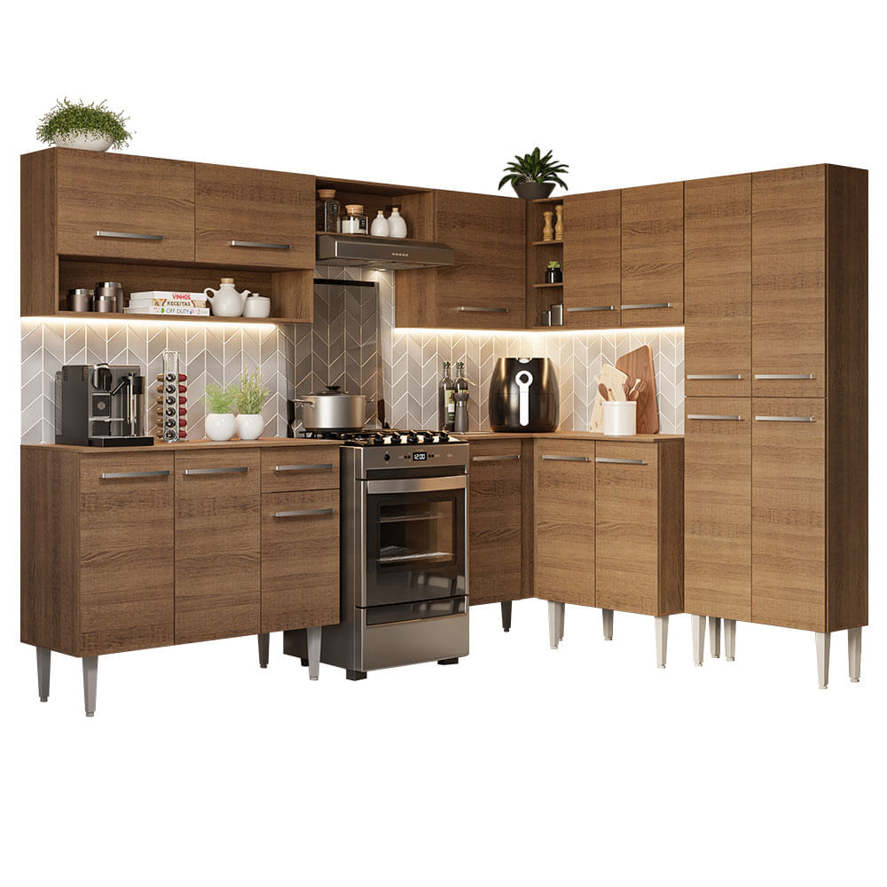 Mueble de Cocina Integral Emilly 417 cm Marrón 02 Mueble de Cocina Integral Emilly 417 cm Marrón 02
