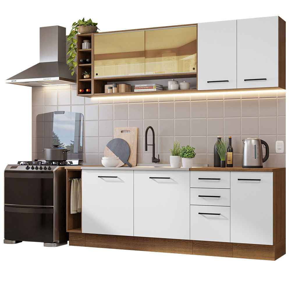 Mueble de Cocina Integral Agata Thêmis 220 cm Marrón/Blanco