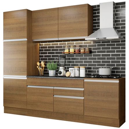 Mueble de Cocina Integral Bari 240 cm Marrón 01 Mueble de Cocina Integral Bari 240 cm Marrón 01