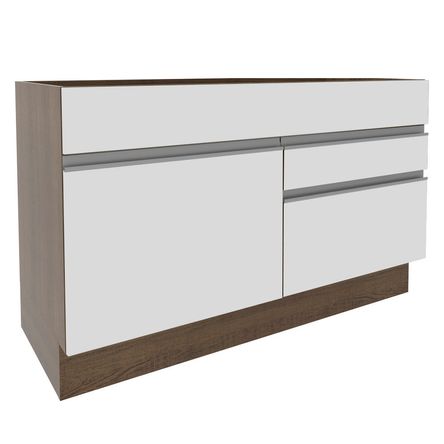 Mueble de Cocina 1 Puerta y 2 Cajones Glamy 120 cm Marrón/Blanco Mueble de Cocina 1 Puerta y 2 Cajones Glamy 120 cm Marrón/Blanco
