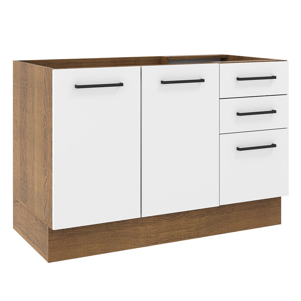 Mueble de Cocina 2 Puertas y 3 Cajones Agata 120 cm Marrón/Blanco Mueble de Cocina 2 Puertas y 3 Cajones Agata 120 cm Marrón/Blanco