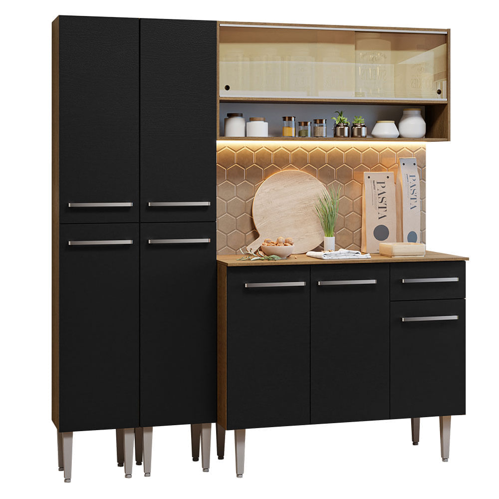 Mueble de Cocina Integral Emilly 169 cm Marrón/Negro 13 Mueble de Cocina Integral Emilly 169 cm Marrón/Negro 13