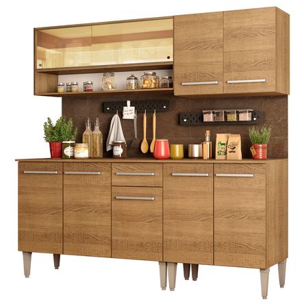Mueble de Cocina Integral Emilly Dance 169 cm Marrón 07 Mueble de Cocina Integral Emilly Dance 169 cm Marrón 07