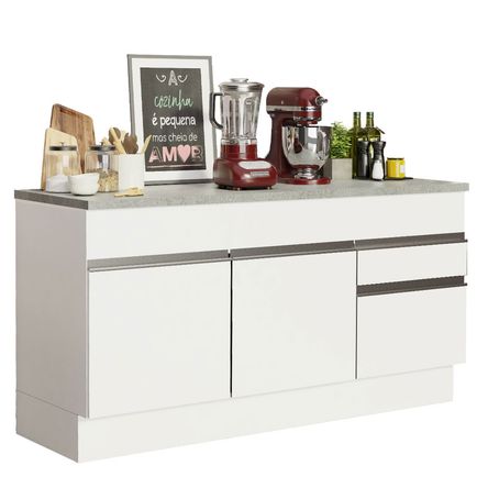 Mueble de Cocina 2 Puertas y 2 Cajones Glamy 150 cm con Encimera Blanco Mueble de Cocina 2 Puertas y 2 Cajones Glamy 150 cm con Encimera Blanco